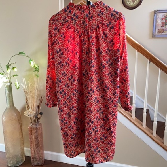 See U Soon Midi Floral Long Sleeve Dress Ruffle Collar Sleeves Size M - Picture 5 of 14